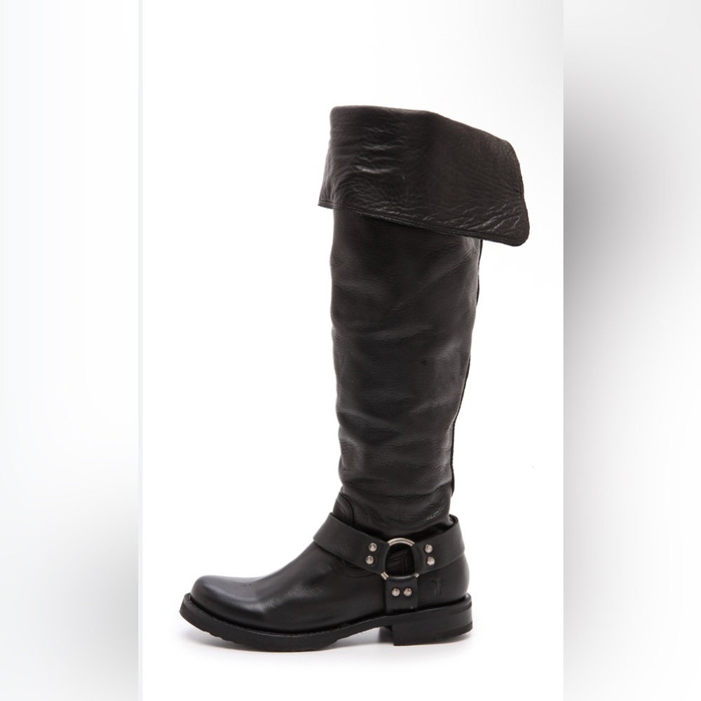 Frye Veronica Harness OTK knee high Boots black tall‎ boots women's 8.5 B New